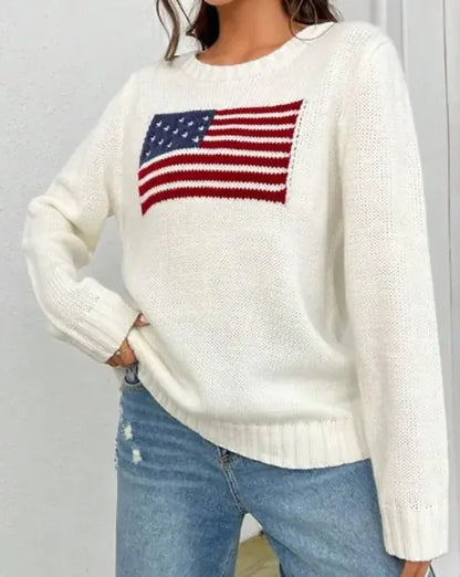 Round Neck Flag Sweater