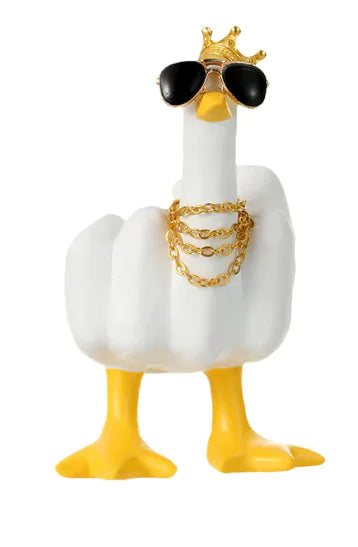 Mini Duck Figurine – 7.5cm Resin Middle Finger Ornament for Home, Garden, or Desk Decor