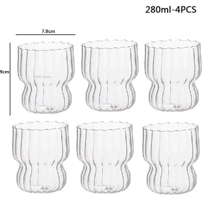 Heat-Resistant Vertical Stripe Glass Mug for Coffee, Tea, and More