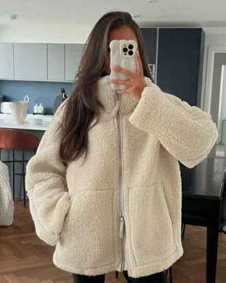 Women's Lamb Wool Turtleneck Woolen Coat