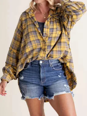 Classic Plaid Women's Button-Up Blouse