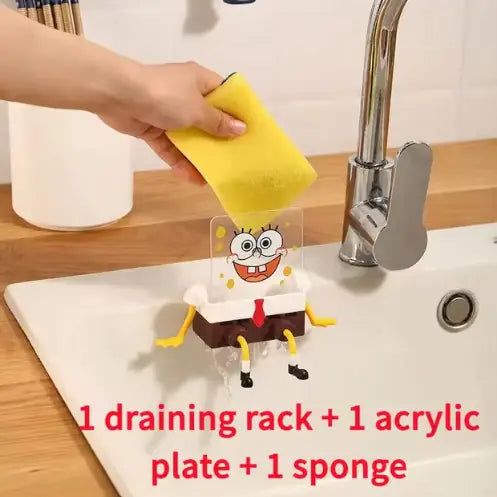 Cartoon Dish Sponge Holder with Drain Rack