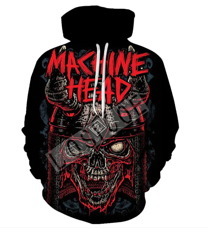 Printed Skull Head Hooded Sweater