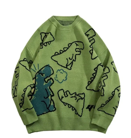 Dinosaur Pattern Knitted Sweater