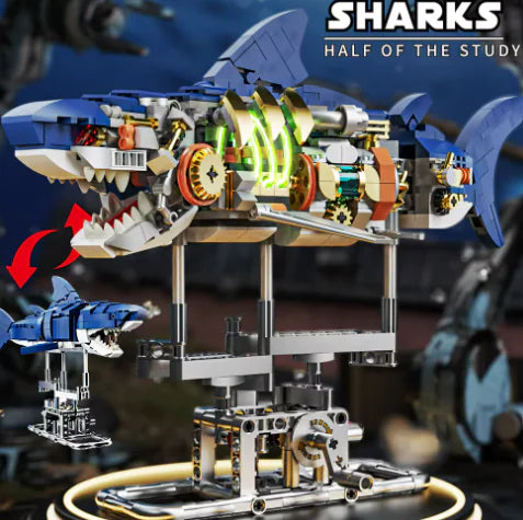 Semi-mechanical Shark Movable Light Assembled Toys