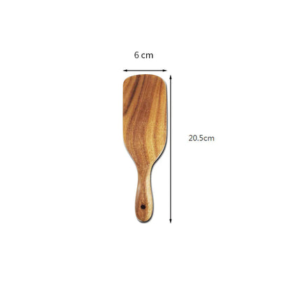 Acacia Teak Wood Long-Handled Cooking Spatula Set – Perfect for Mixing & Serving in Style!