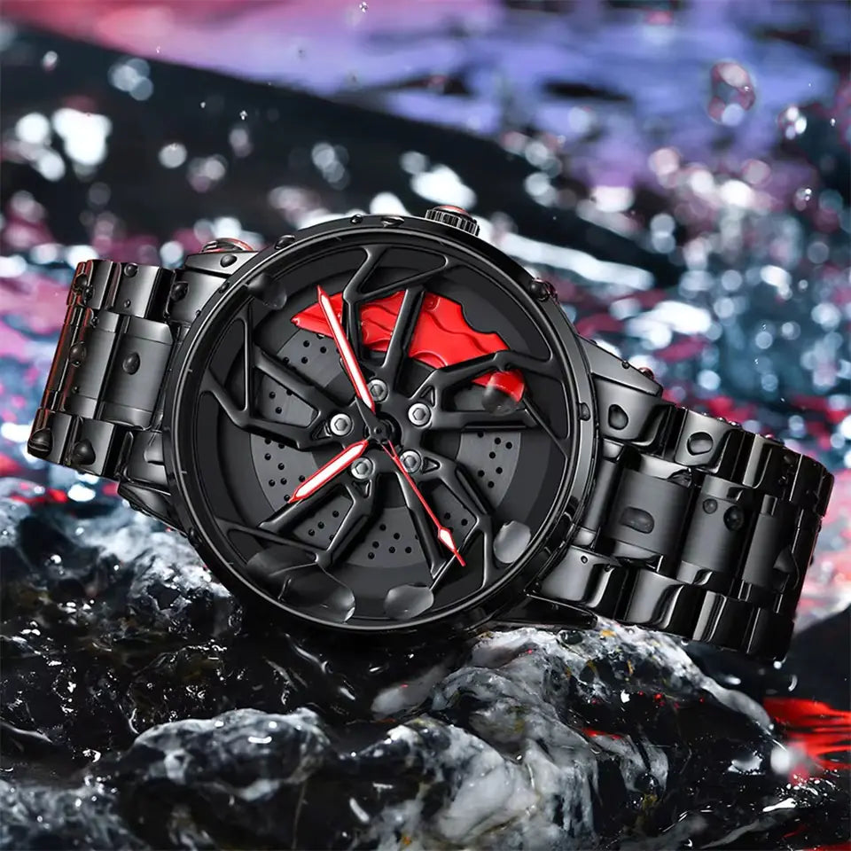 360° Rotating Car Wheel Men's Watch