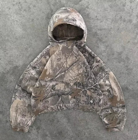 Retro Hoodie Men Printed Camouflage