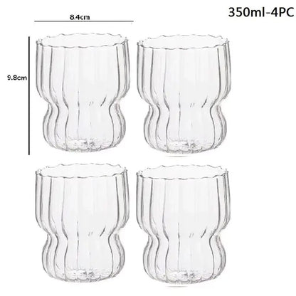 Heat-Resistant Vertical Stripe Glass Mug for Coffee, Tea, and More