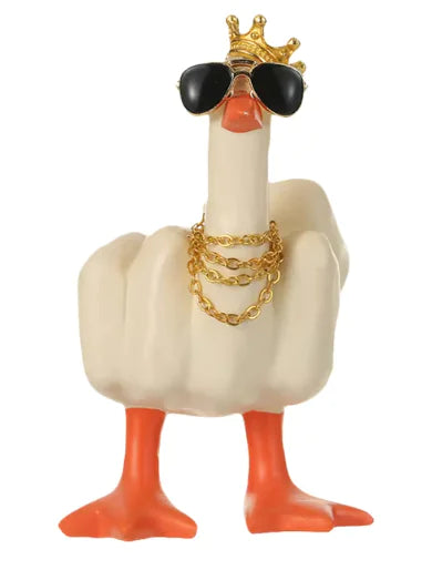 Mini Duck Figurine – 7.5cm Resin Middle Finger Ornament for Home, Garden, or Desk Decor