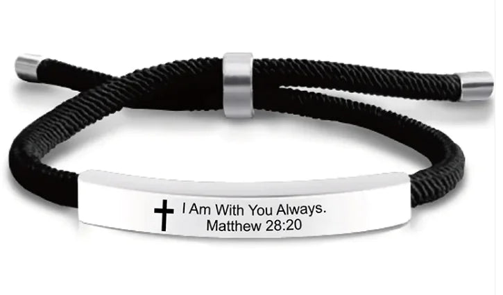 Stainless Steel Scripture Cross Bracelet